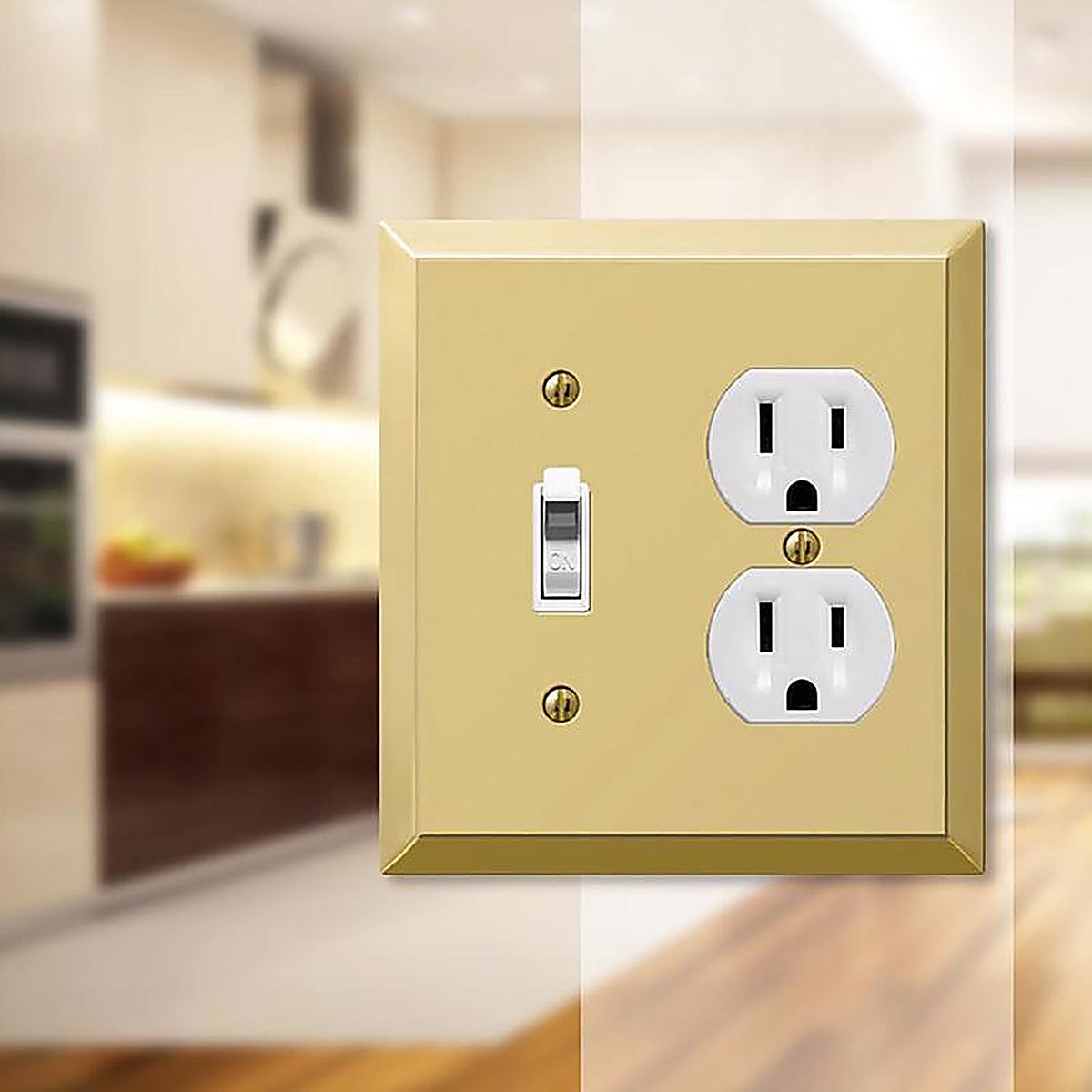 Amerelle - 163TDBR - Century Polished Brass 2 gang Stamped Steel Duplex/Toggle Wall Plate 1 pk