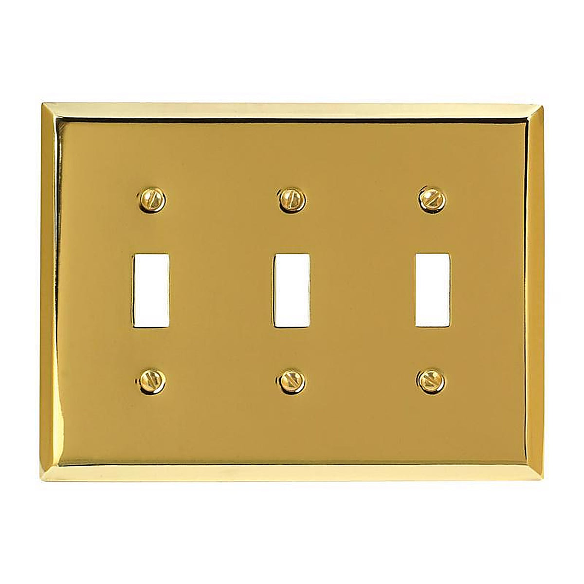 Amerelle - 163TTTBR - Century Polished Brass 3 gang Stamped Steel Toggle Wall Plate 1 pk