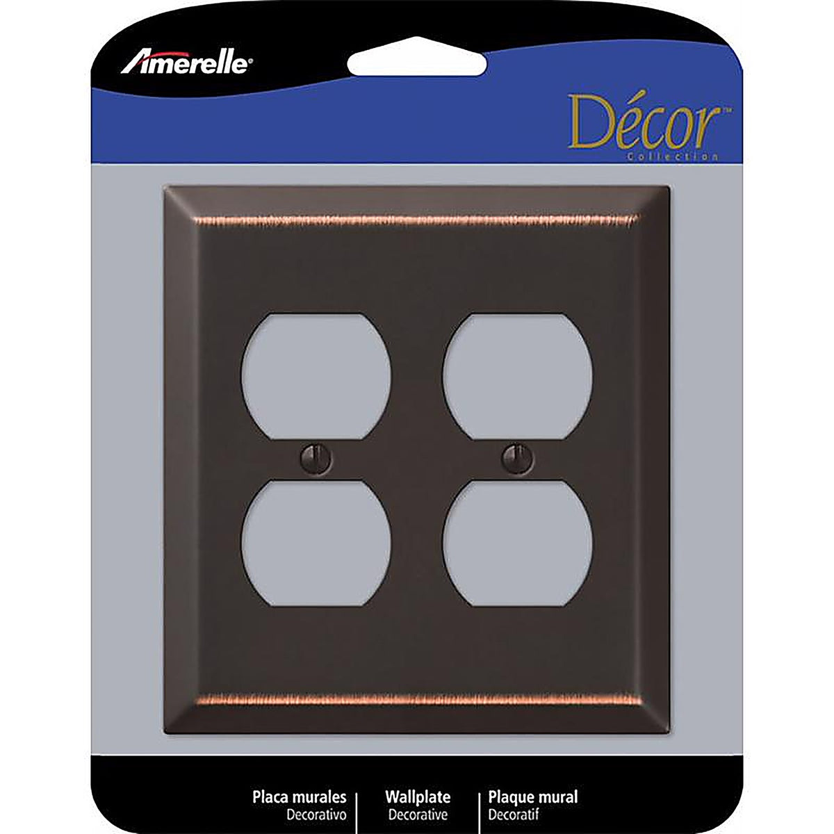 Amerelle - 163DDDB - Century Aged Bronze 2 gang Stamped Steel Duplex Wall Plate 1 pk