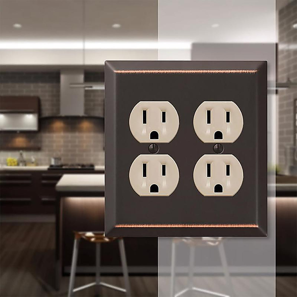 Amerelle - 163DDDB - Century Aged Bronze 2 gang Stamped Steel Duplex Wall Plate 1 pk