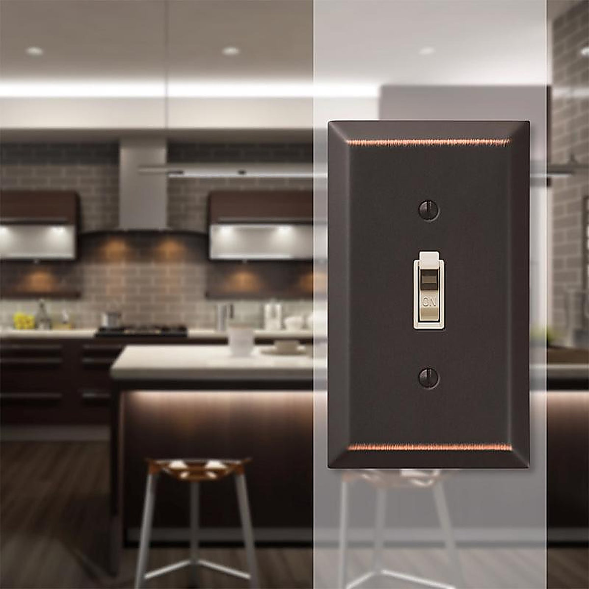 Amerelle - 163TDDB - Century Aged Bronze 2 gang Stamped Steel Toggle Wall Plate 1 pk