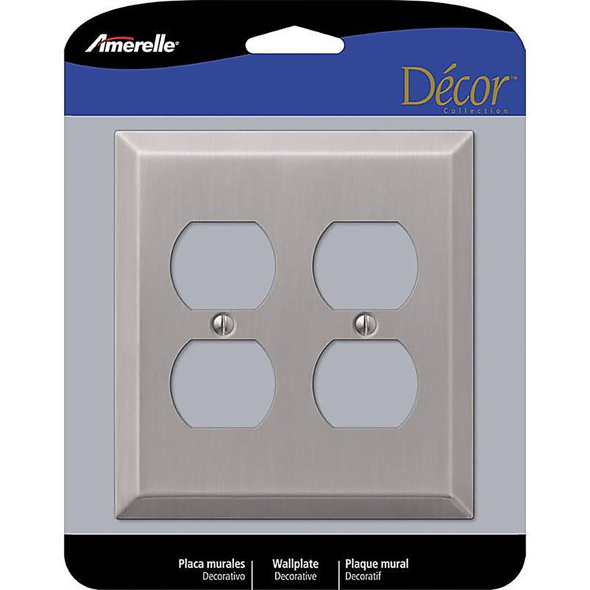 Amerelle - 163DDBN - Century Brushed Nickel 2 gang Stamped Steel Duplex Wall Plate 1 pk