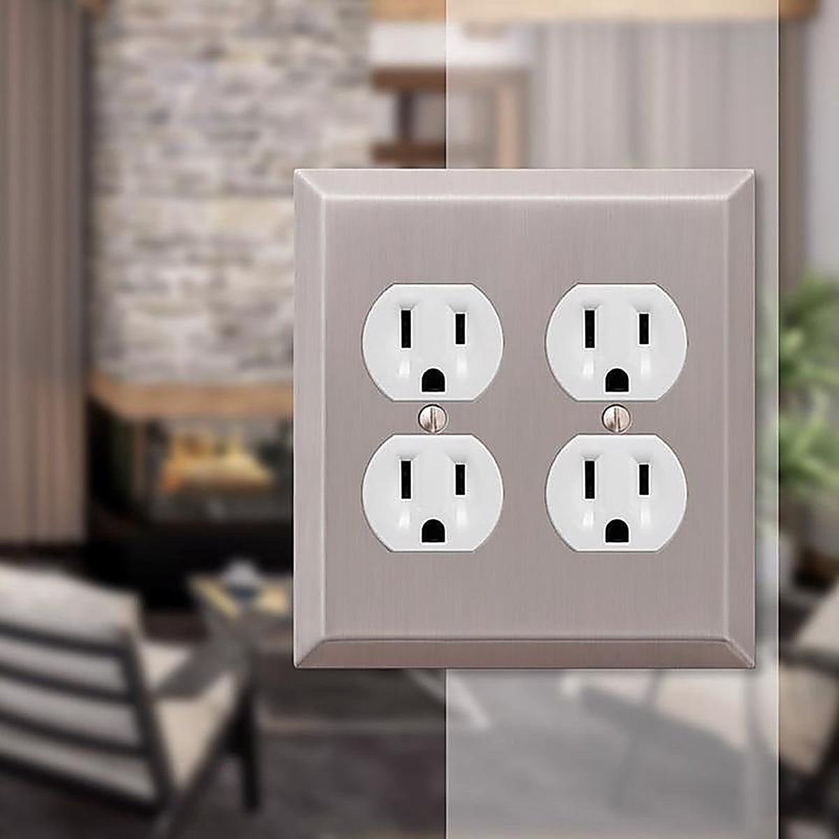 Amerelle - 163DDBN - Century Brushed Nickel 2 gang Stamped Steel Duplex Wall Plate 1 pk