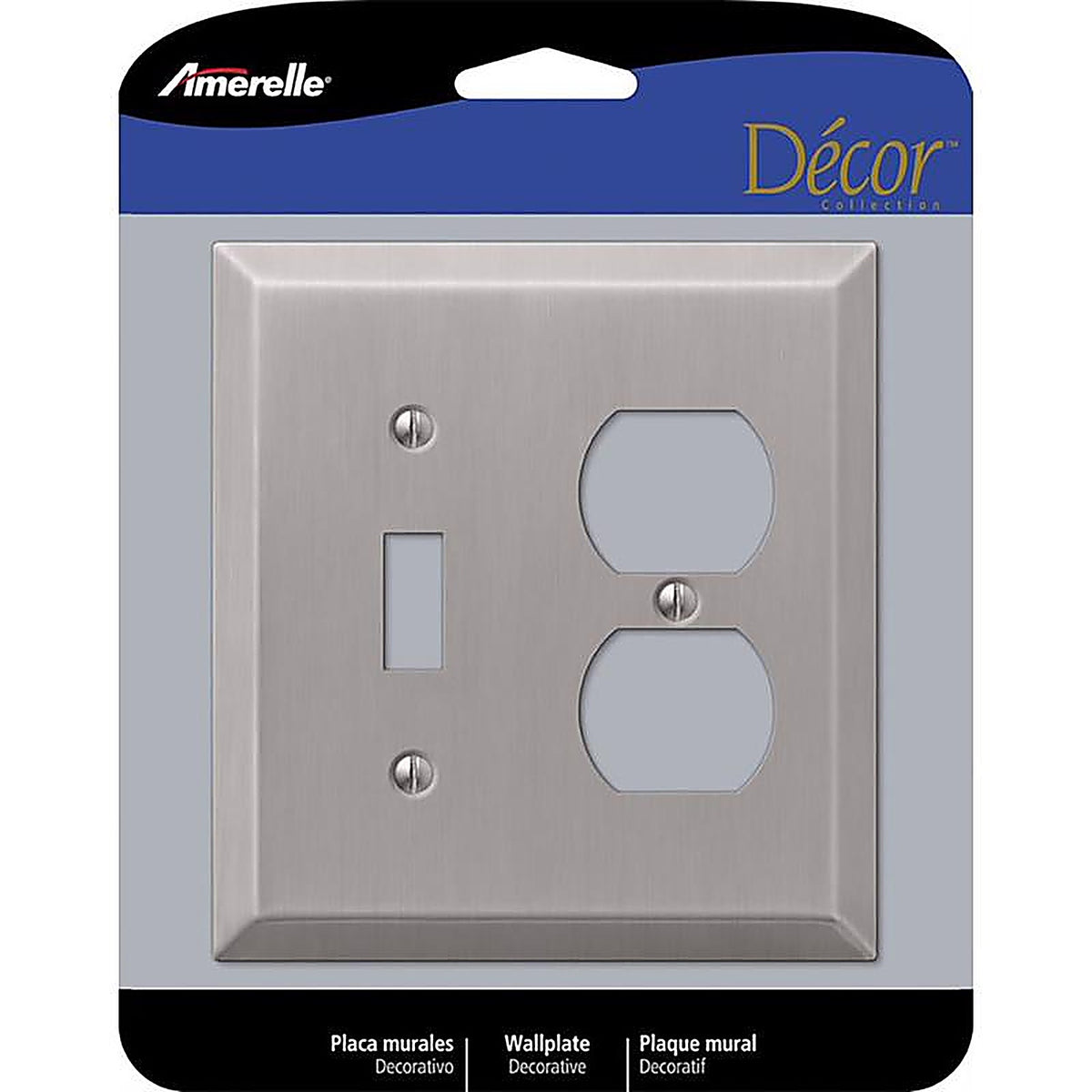 Amerelle - 163TDBN - Century Brushed Nickel 2 gang Stamped Steel Duplex/Toggle Wall Plate 1 pk