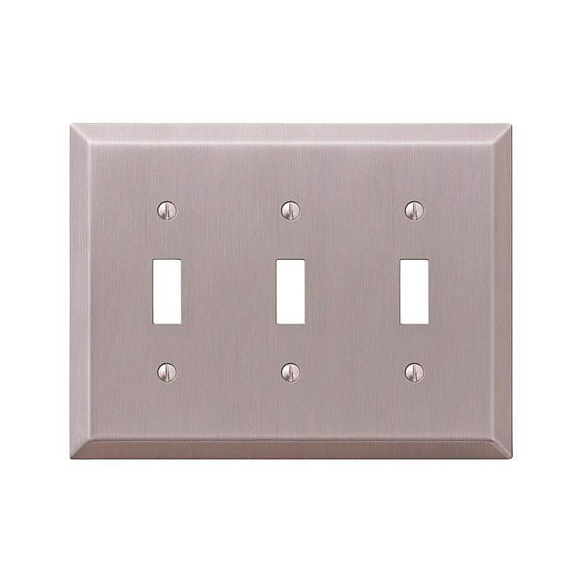 Amerelle - 163TTTBN - Century Brushed Nickel Gray 3 gang Stamped Steel Toggle Wall Plate - 1/Pack