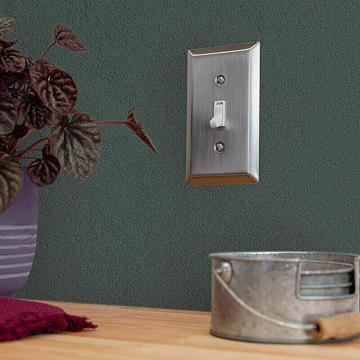 Amerelle - 163TTTBN - Century Brushed Nickel Gray 3 gang Stamped Steel Toggle Wall Plate - 1/Pack