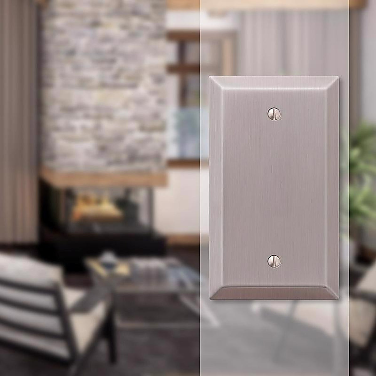 Amerelle - 163BBN - Century Brushed Nickel 1 gang Stamped Steel Blank Wall Plate 1 pk