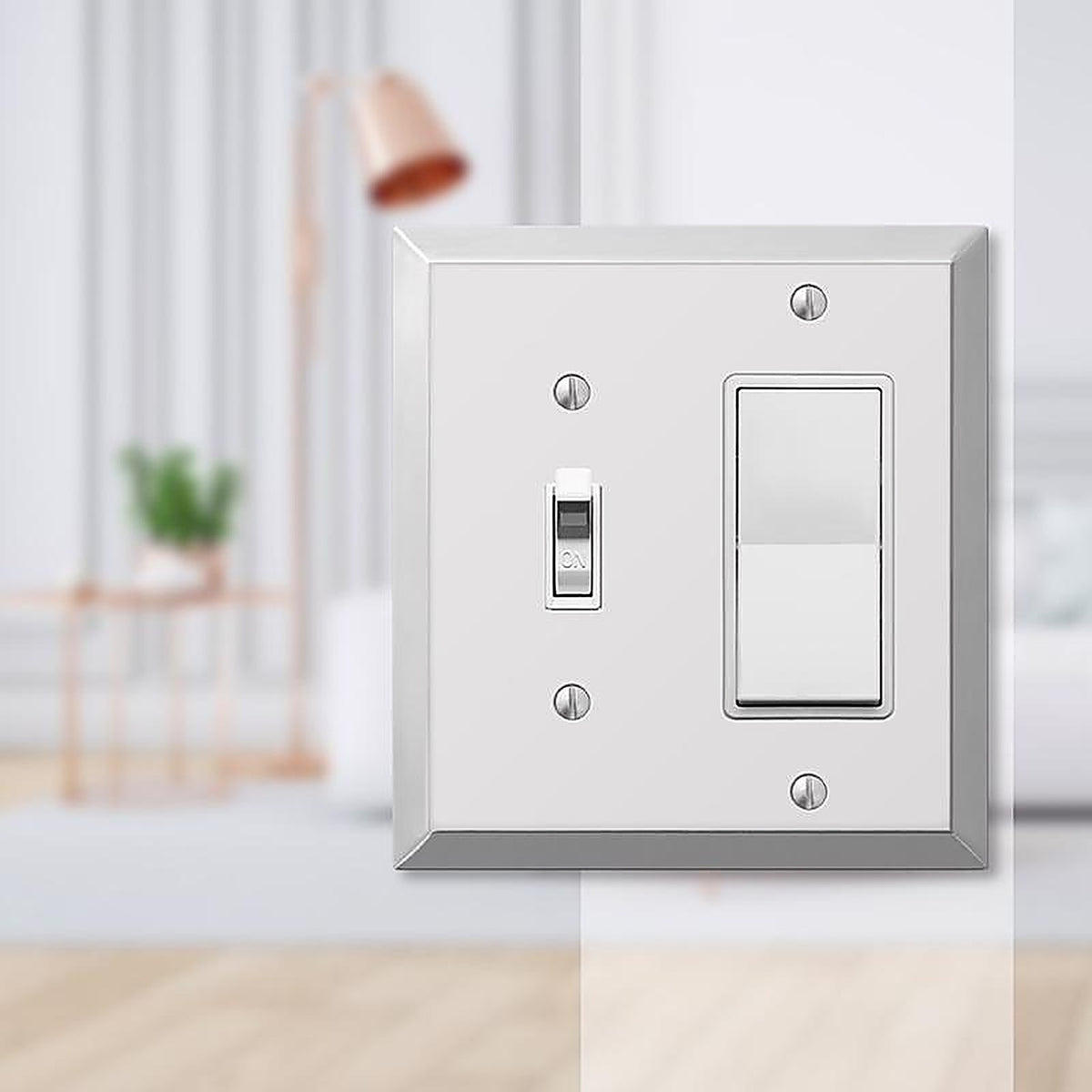 Amerelle - 161TR - Century Polished Chrome Light Gray 2 gang Stamped Steel Toggle Wall Plate - 1/Pack