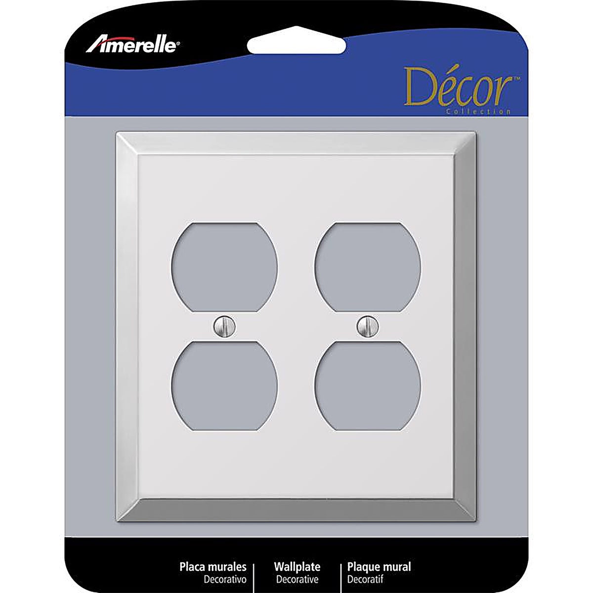 Amerelle - 161DD - Century Polished Chrome Light Gray 2 gang Stamped Steel Duplex Outlet Wall Plate - 1/Pack