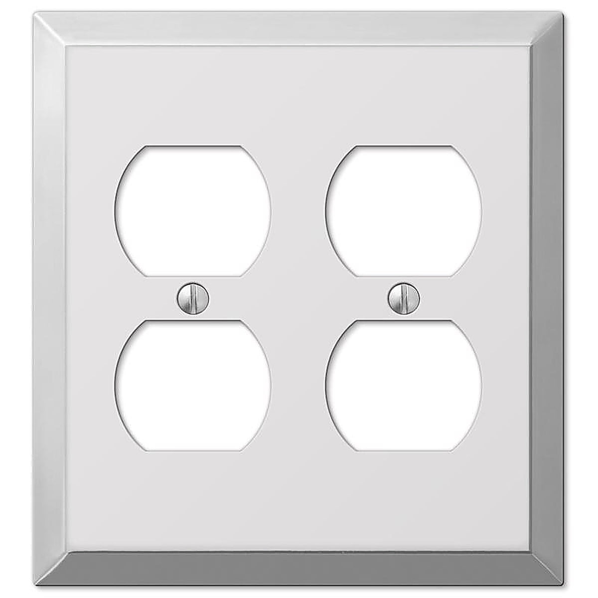 Amerelle - 161DD - Century Polished Chrome Light Gray 2 gang Stamped Steel Duplex Outlet Wall Plate - 1/Pack