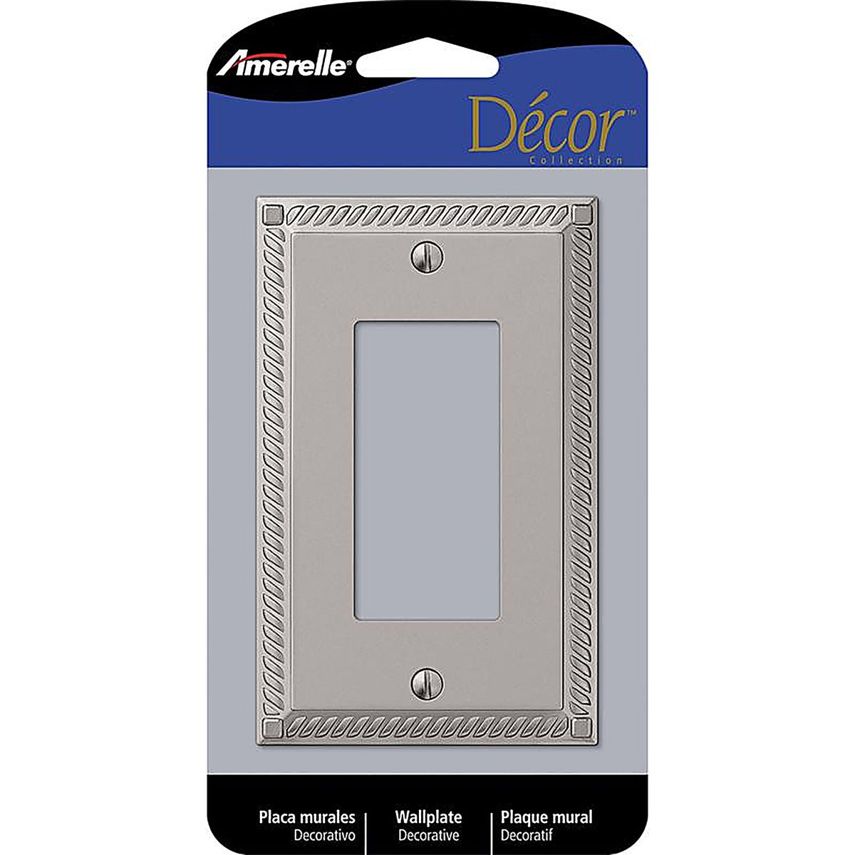 Amerelle - 54RN - Georgian Satin Nickel 1 gang Die-Cast Metal Decorator Wall Plate 1 pk