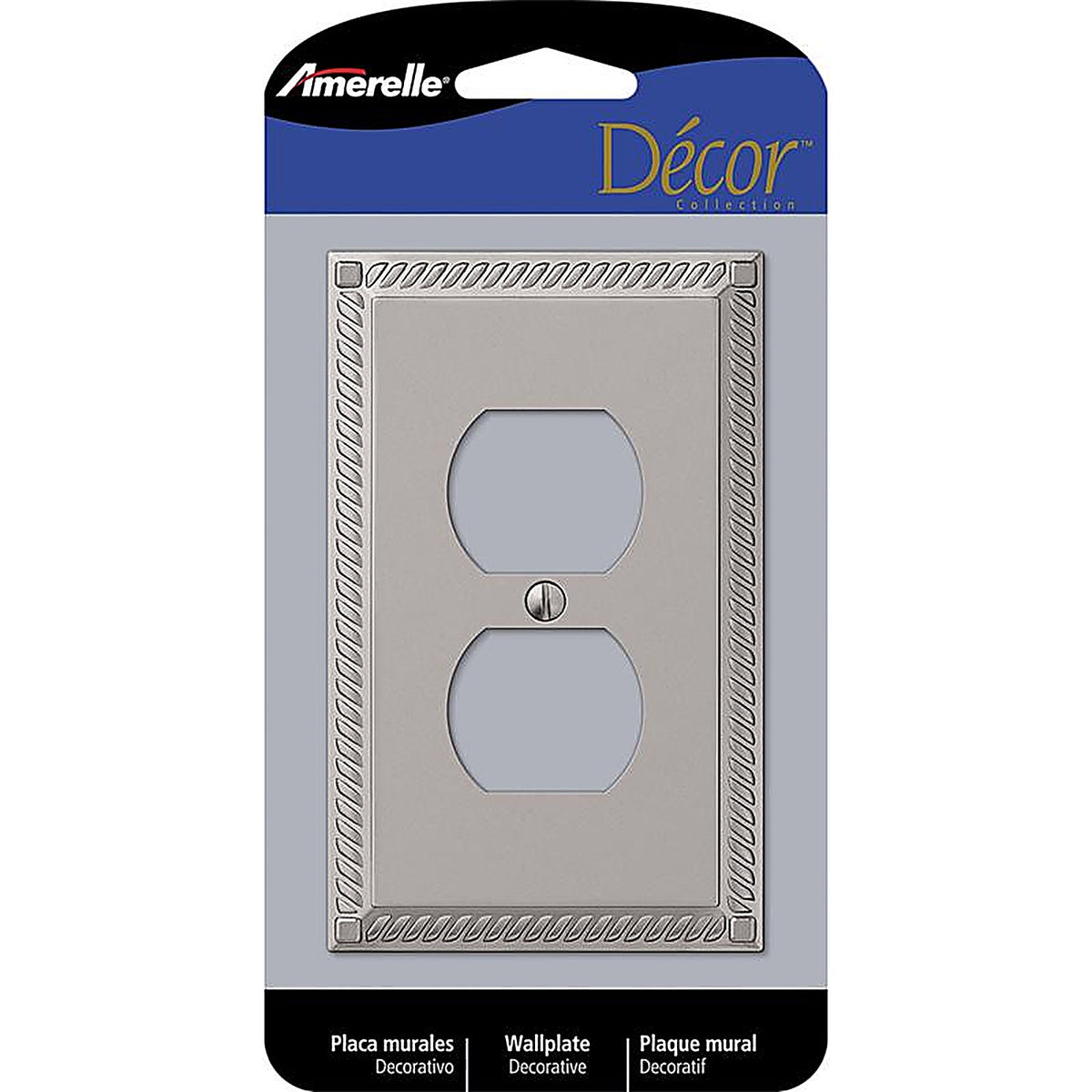 Amerelle - 54DN - Georgian Satin Nickel 1 gang Die-Cast Metal Duplex Wall Plate 1 pk