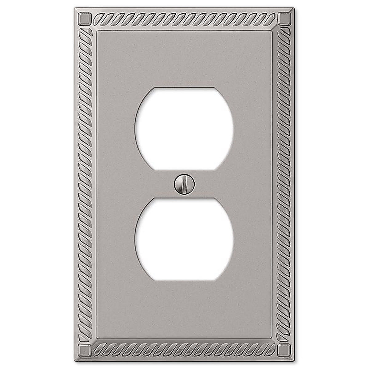 Amerelle - 54DN - Georgian Satin Nickel 1 gang Die-Cast Metal Duplex Wall Plate 1 pk