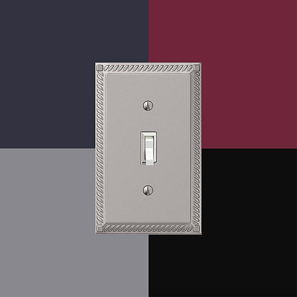 Amerelle - 54DN - Georgian Satin Nickel 1 gang Die-Cast Metal Duplex Wall Plate 1 pk