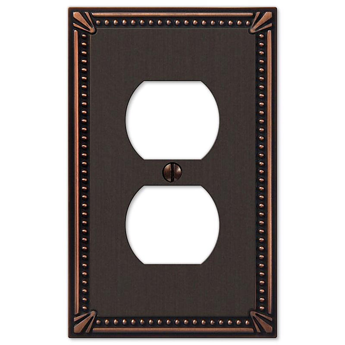 Amerelle - 74DDB - Imperial Beaded Aged Bronze Bronze 1 gang Die-Cast Metal Duplex Outlet Wall Plate - 1/Pack