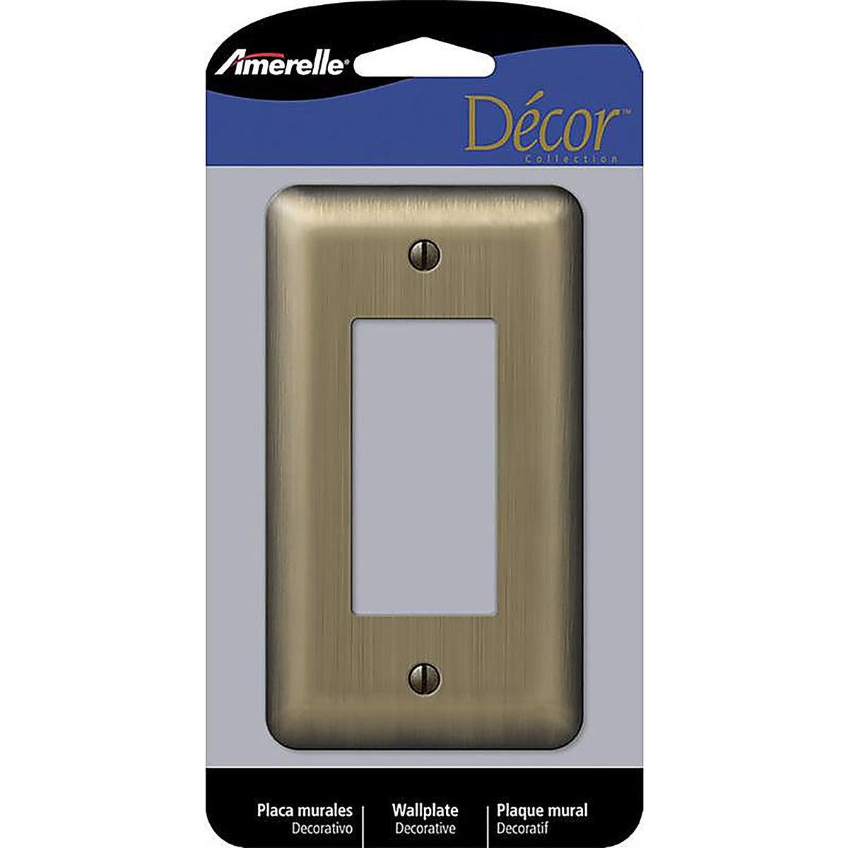 Amerelle - 154R - Devon Brushed Brass 1 gang Stamped Steel Decorator Wall Plate 1 pk