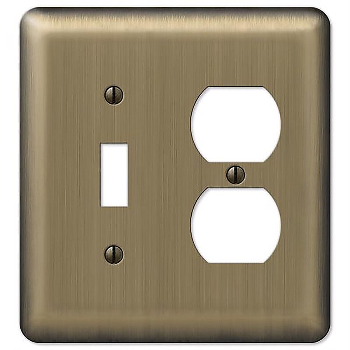 Amerelle - 154TD - Devon Brushed Brass 2 gang Stamped Steel Duplex/Toggle Wall Plate 1 pk