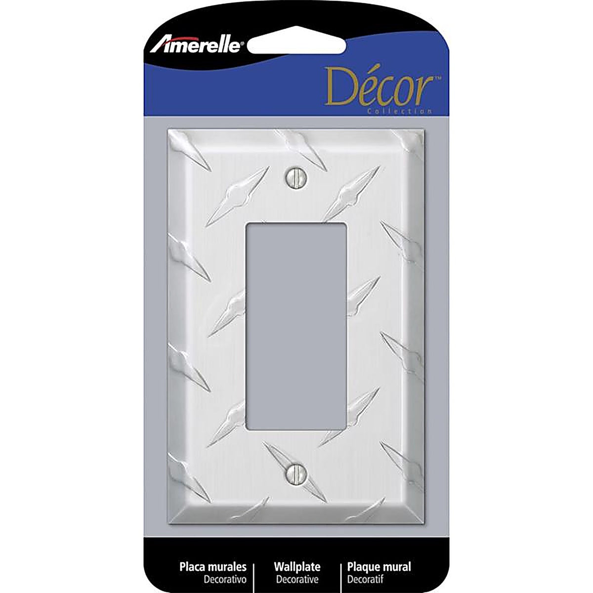 Amerelle - 955R - Diamond Silver 1 gang Stamped Aluminum Decorator Wall Plate 1 pk