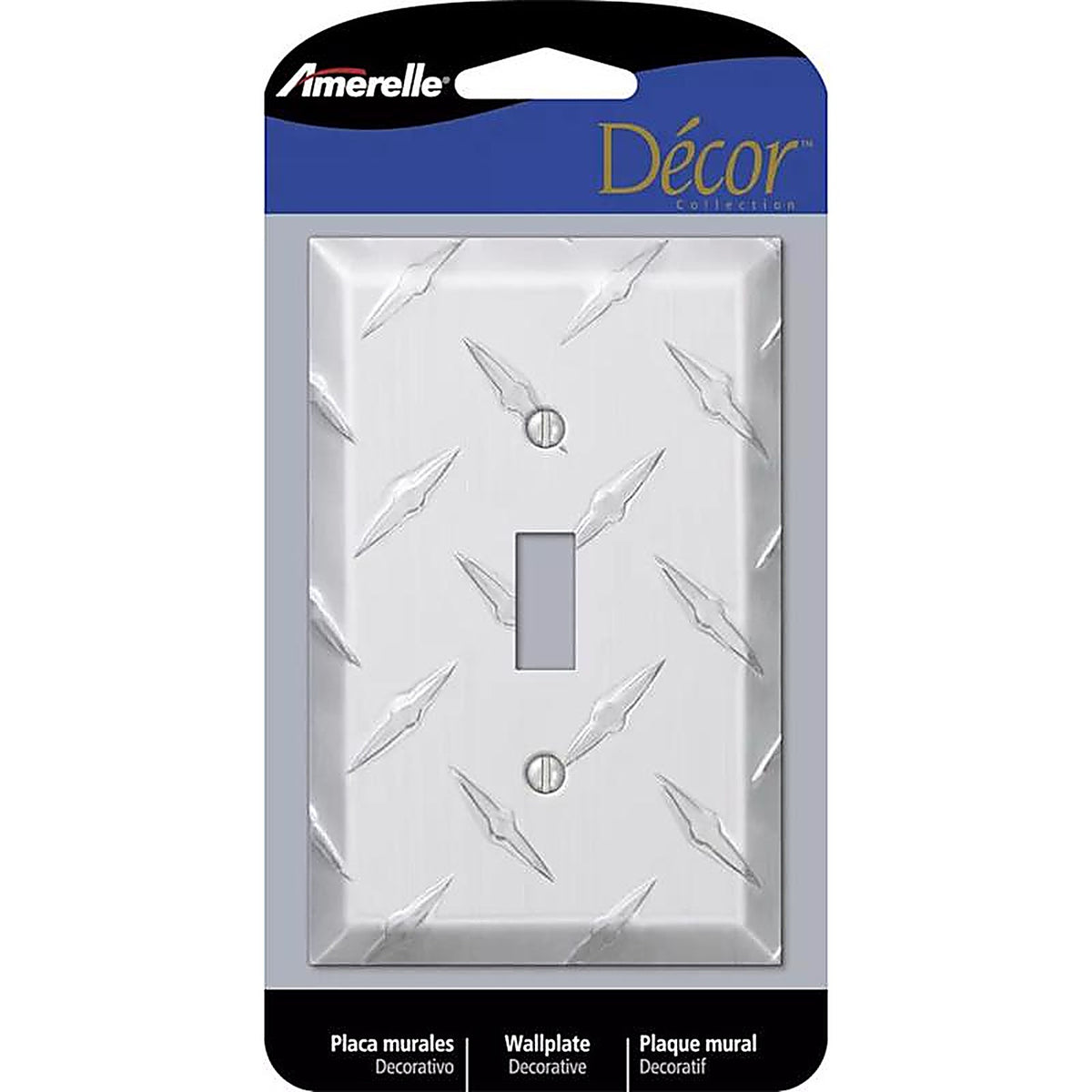 Amerelle - 955T - Diamond Silver 1 gang Stamped Aluminum Toggle Wall Plate 1 pk