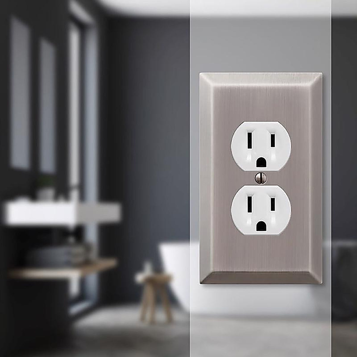 Amerelle - 163DAN - Century Antique Nickel 1 gang Stamped Steel Duplex Wall Plate 1 pk