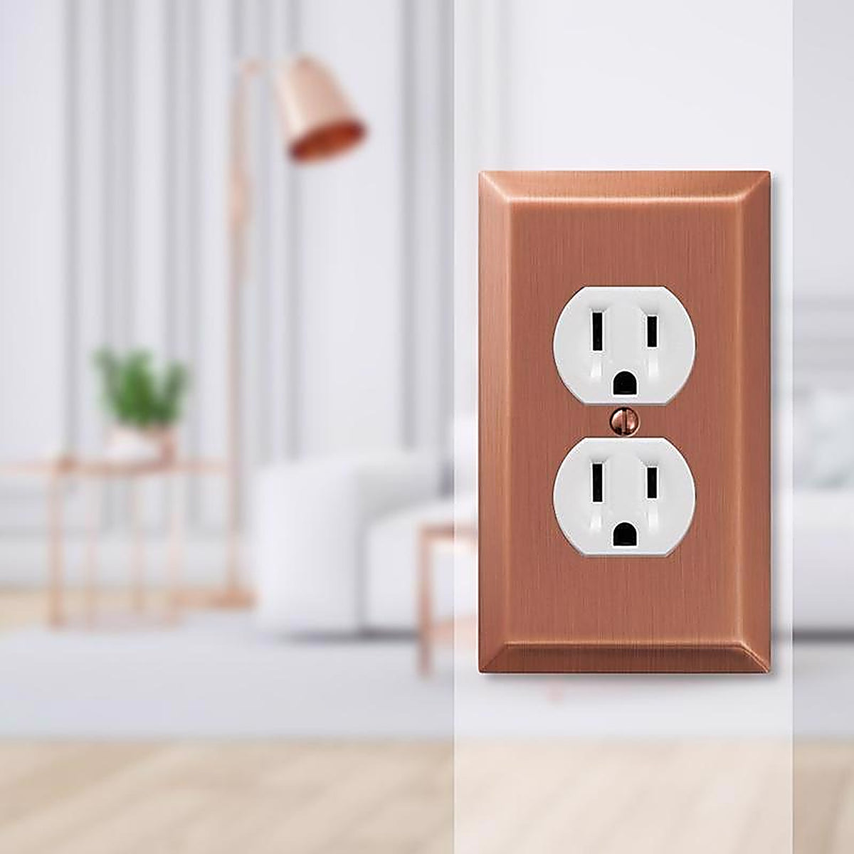 Amerelle - 163DAC - Century Antique Copper Copper 1 gang Stamped Steel Duplex Outlet Wall Plate - 1/Pack