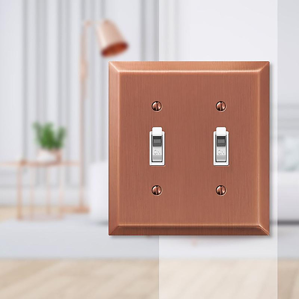 Amerelle - 163TTAC - Century Antique Copper 2 gang Stamped Steel Toggle Wall Plate 1 pk