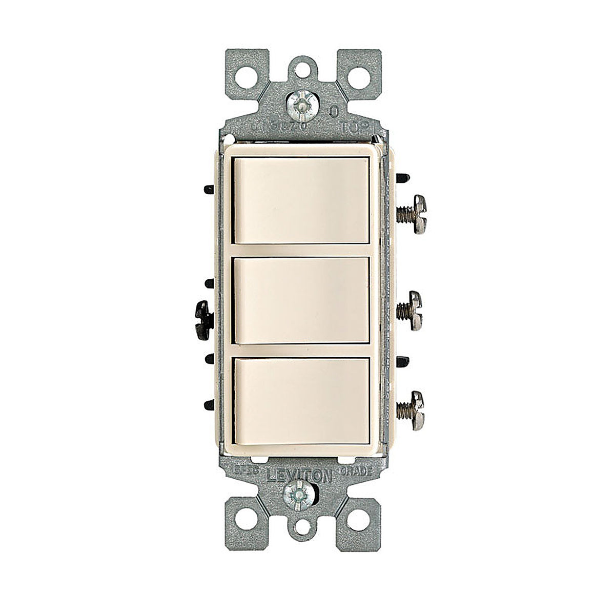 Leviton - 01755-0TS - Decora 15 amps Single Pole Rocker Triple Combination Switch Light Almond - 1/Pack