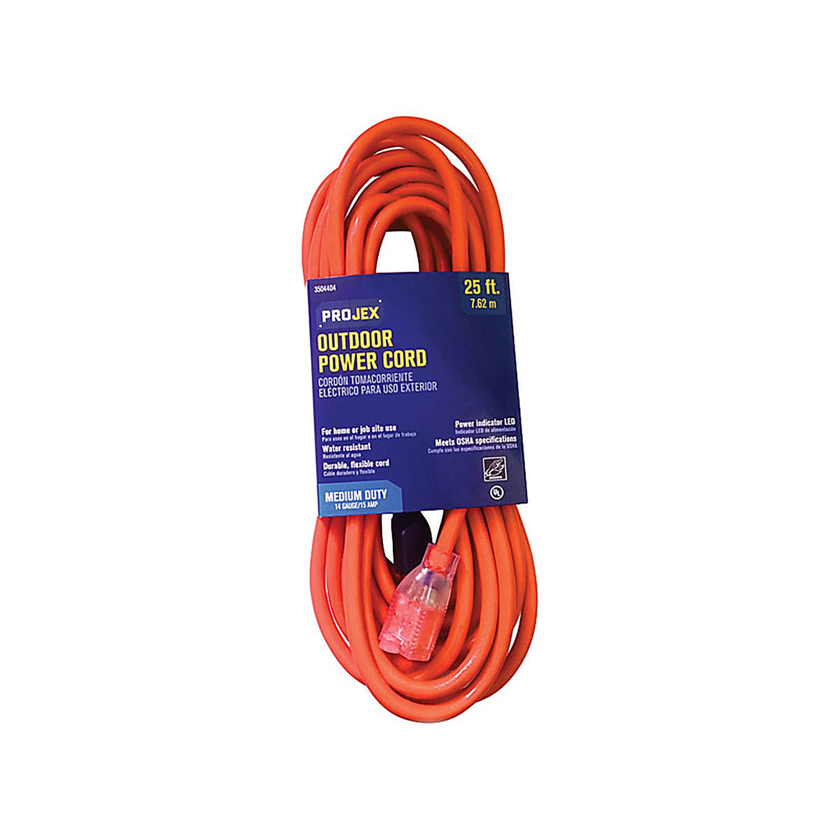 Projex - OU143JTW025OGP - Indoor or Outdoor 25 ft. L Orange Extension Cord 14/3 SJTW
