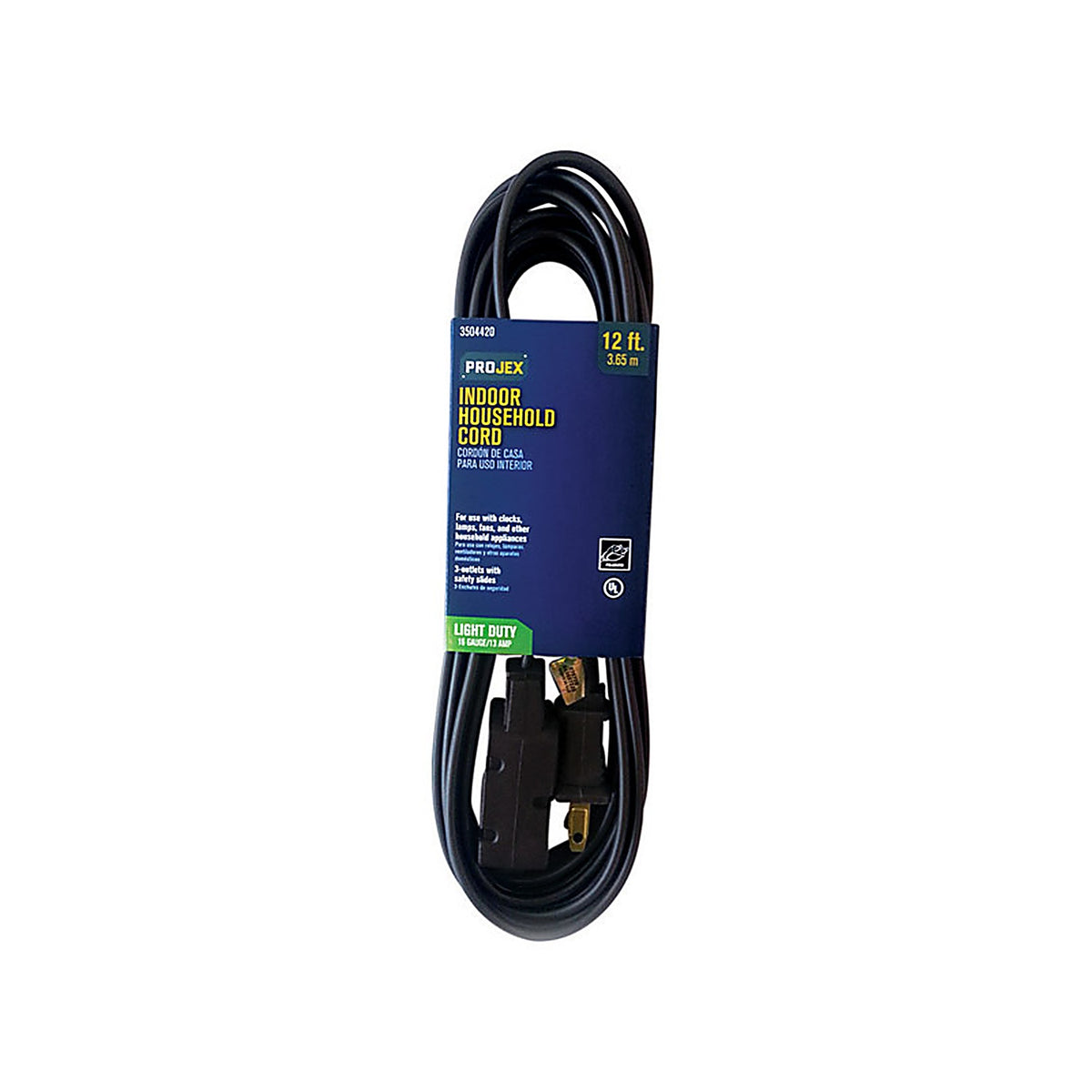 Projex - IN162PT212BRP - Indoor 12 ft. L Brown Extension Cord 16/2 SPT-2