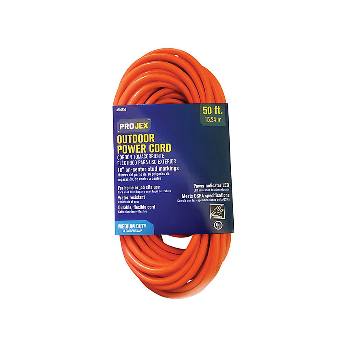 Projex - OU143JTW050OGP - Outdoor 50 ft. L Orange Extension Cord 14/3 SJTW