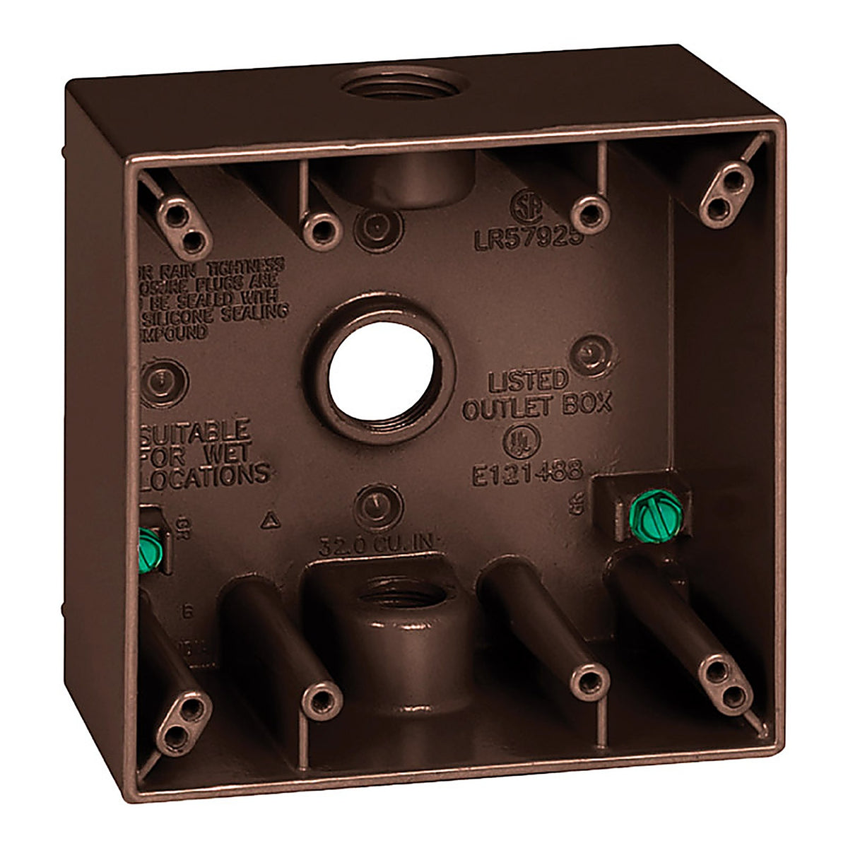 Sigma Electric - 14350BR - 4-1/2 in. Square Metallic 2 gang Weatherproof Box Bronze