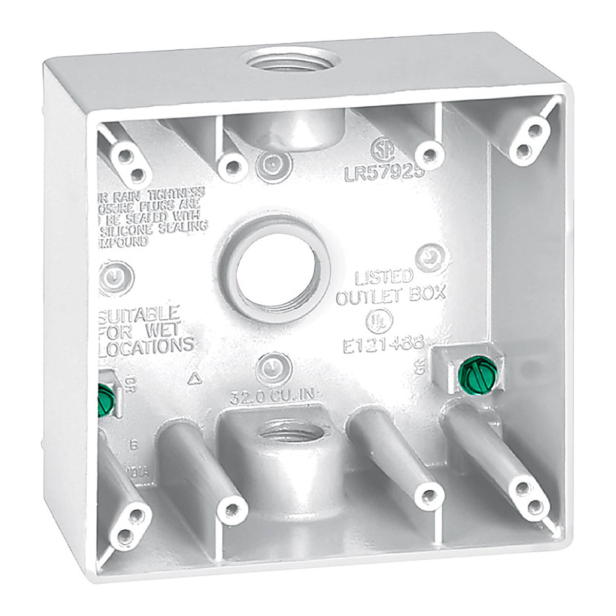 Sigma Electric - 14350WH - 4-1/2 in. Square Metallic 2 gang Weatherproof Box White