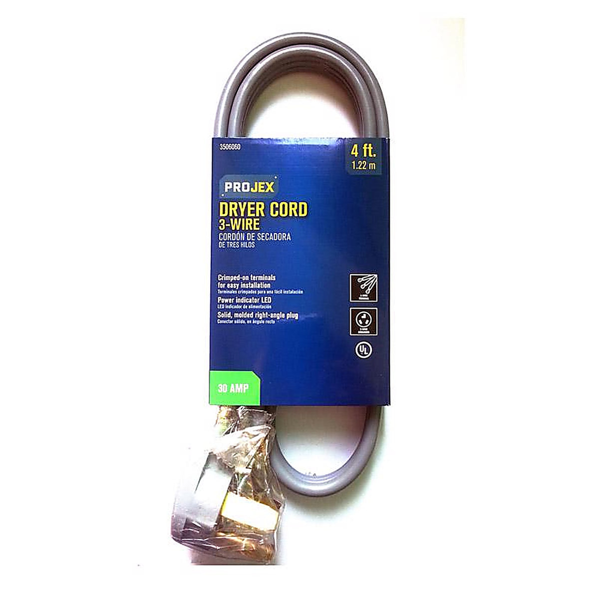 Projex - RDRDT10304XGYP - 10/3 SRDT 4 ft. L Dryer Cord