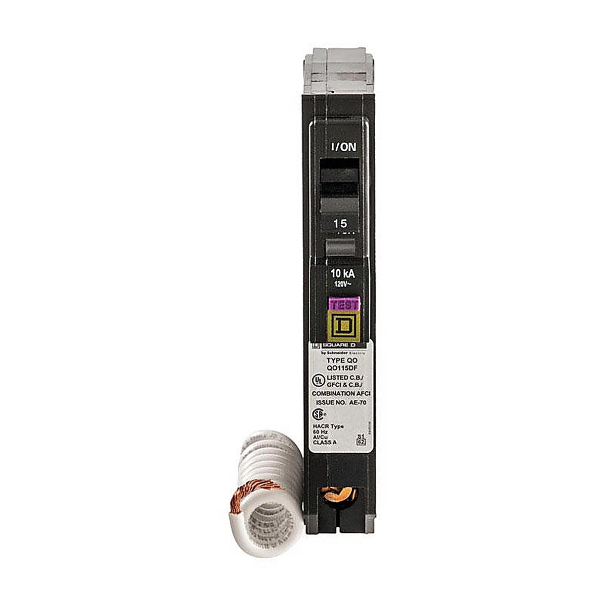 Square D - QO115DFC - QO 15 amps Arc Fault/Ground Fault Single Pole Circuit Breaker