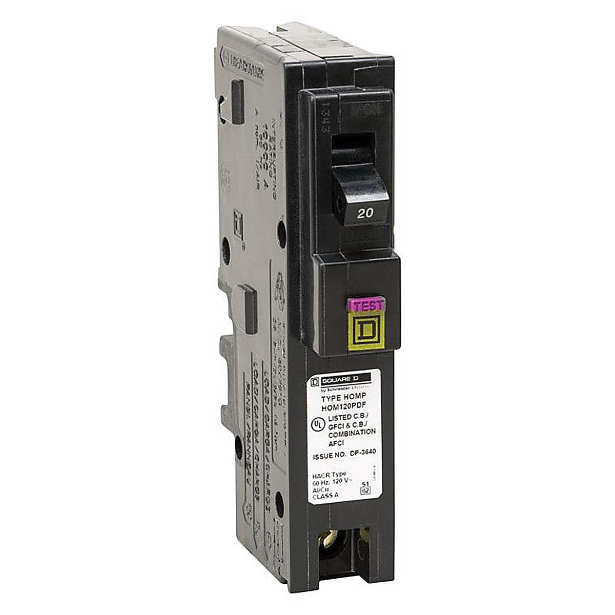 Square D - HOM120PDFC - 20 amps Arc Fault/Ground Fault Single Pole Circuit Breaker