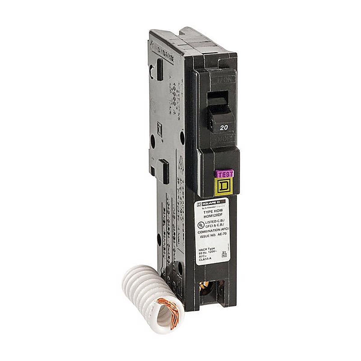Square D - HOM120DFC - HomeLine 20 amps Dual Function (CAFCI and GFCI) Single Pole Circuit Breaker