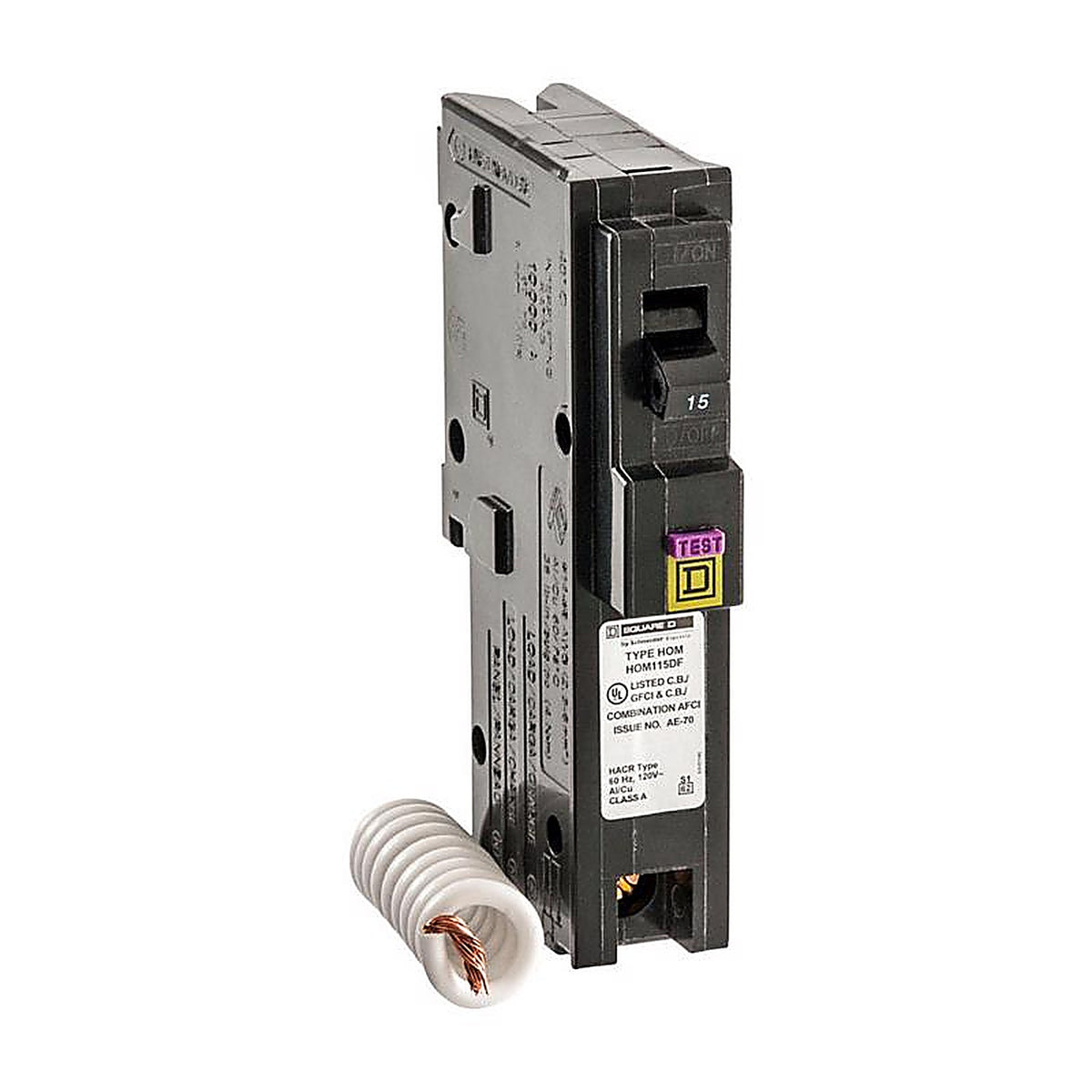 Square D - HOM115DFC - HomeLine 15 amps Arc Fault/Ground Fault Single Pole Circuit Breaker
