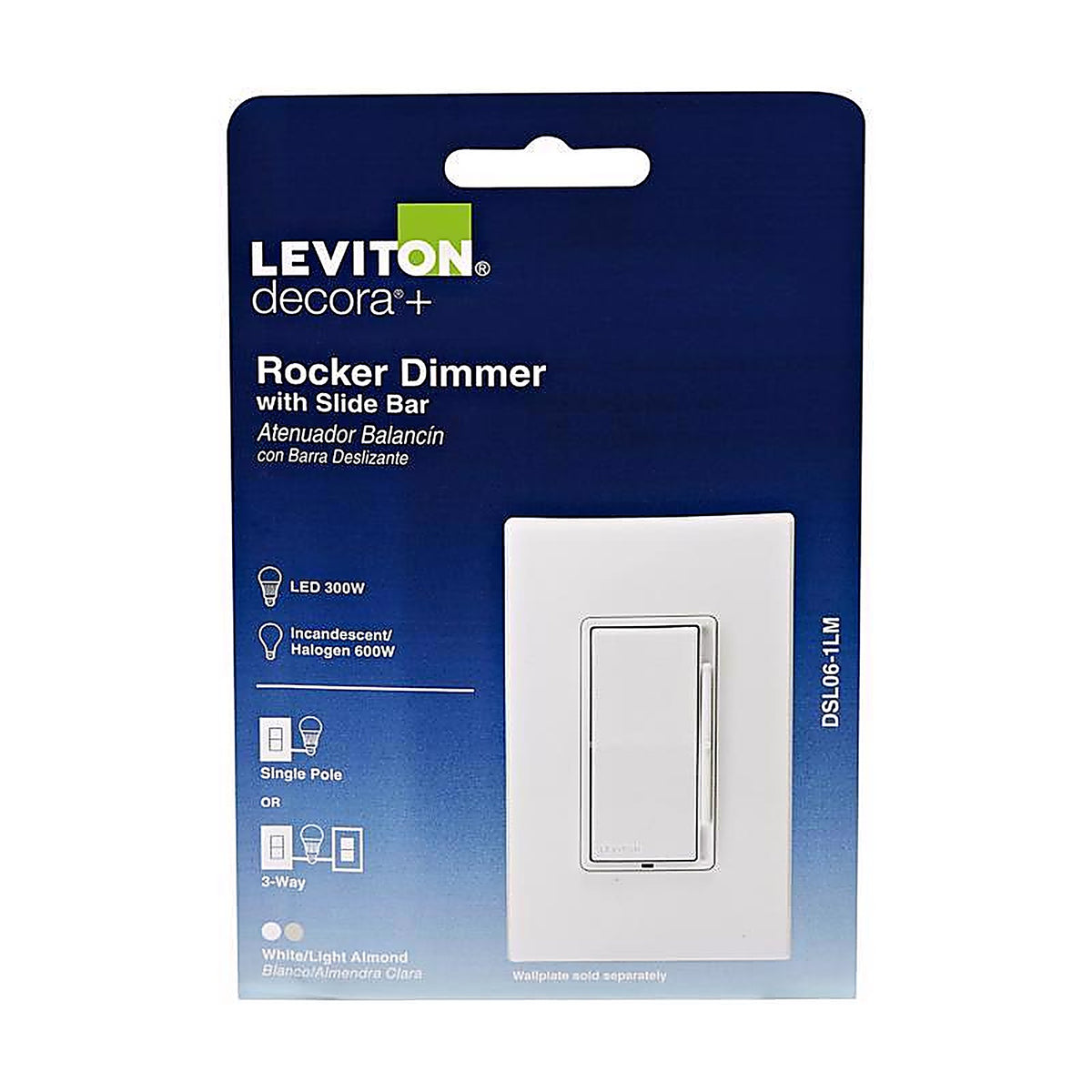 Leviton - DSL06-1LM - Decora Multicolored 600 watt Rocker Dimmer - 1/Pack