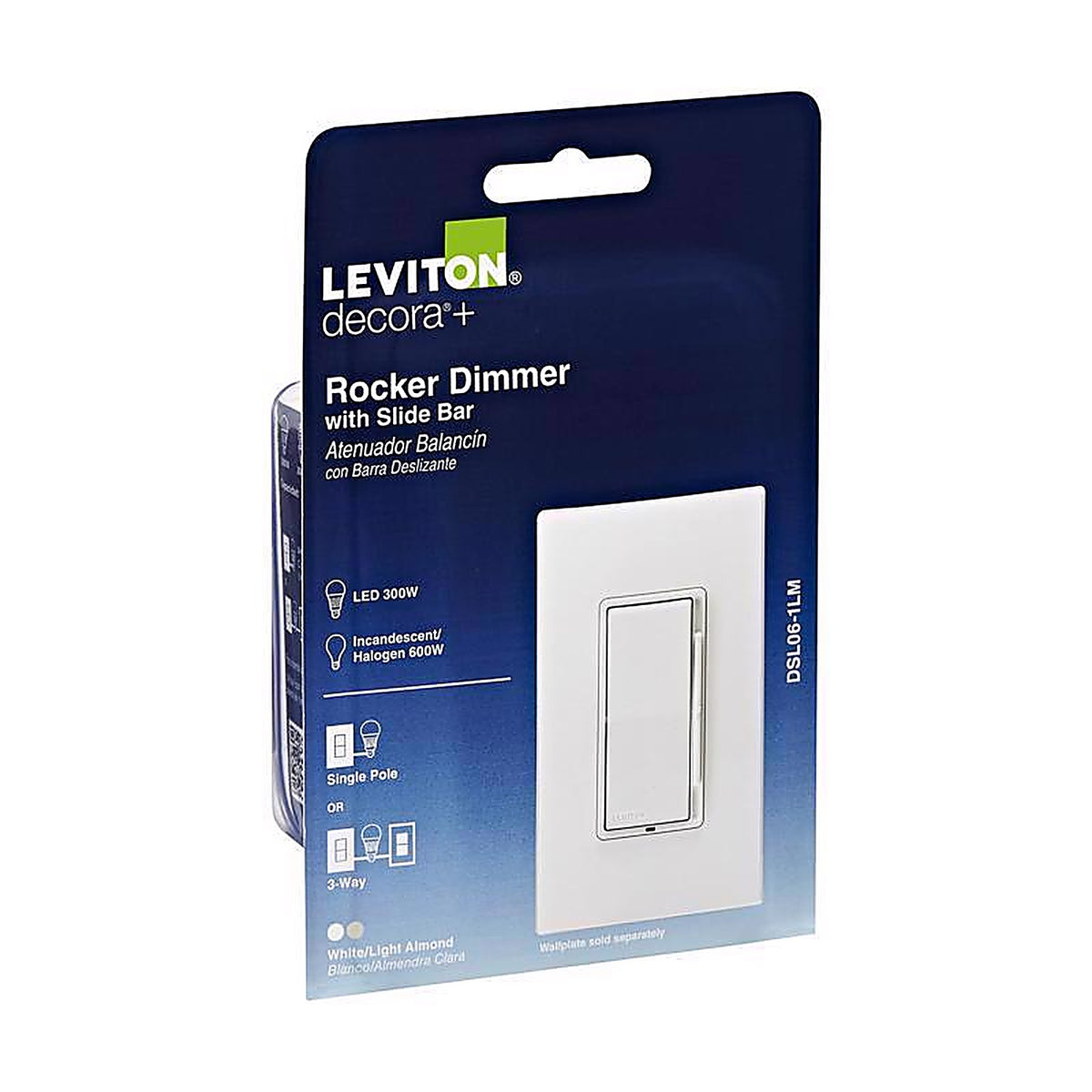 Leviton - DSL06-1LM - Decora Multicolored 600 watt Rocker Dimmer - 1/Pack