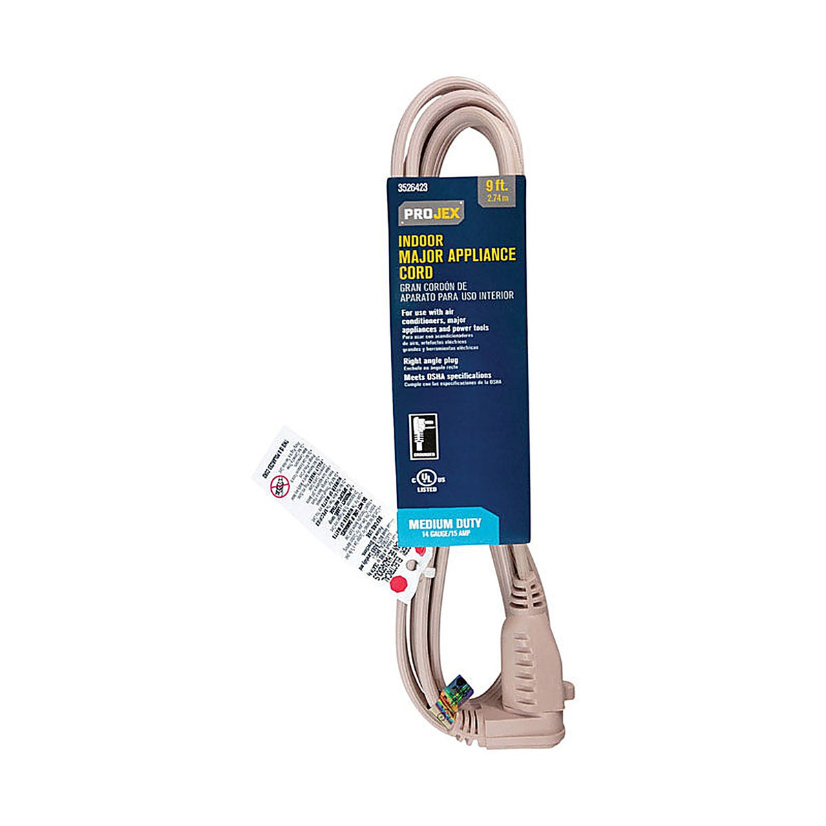 Projex - 1AC-001-009FBGP - 14/3 125 V 9 ft. L Appliance Cord