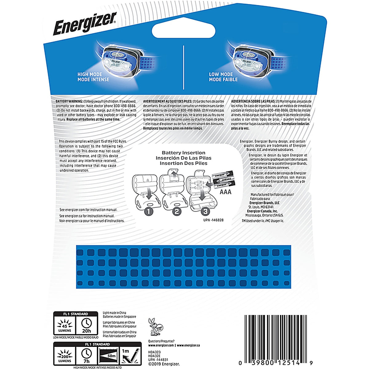 Energizer - HDA32E - Vision 200 lm Blue LED Headlight AAA Battery