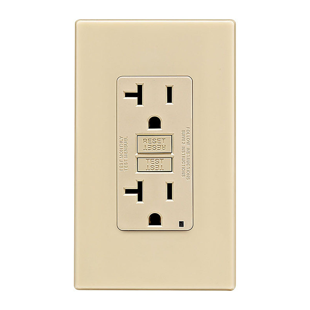 Leviton - GFNT2-0PI - 20 amps 125 volt Ivory GFCI Outlet 5-20R - 1/Pack