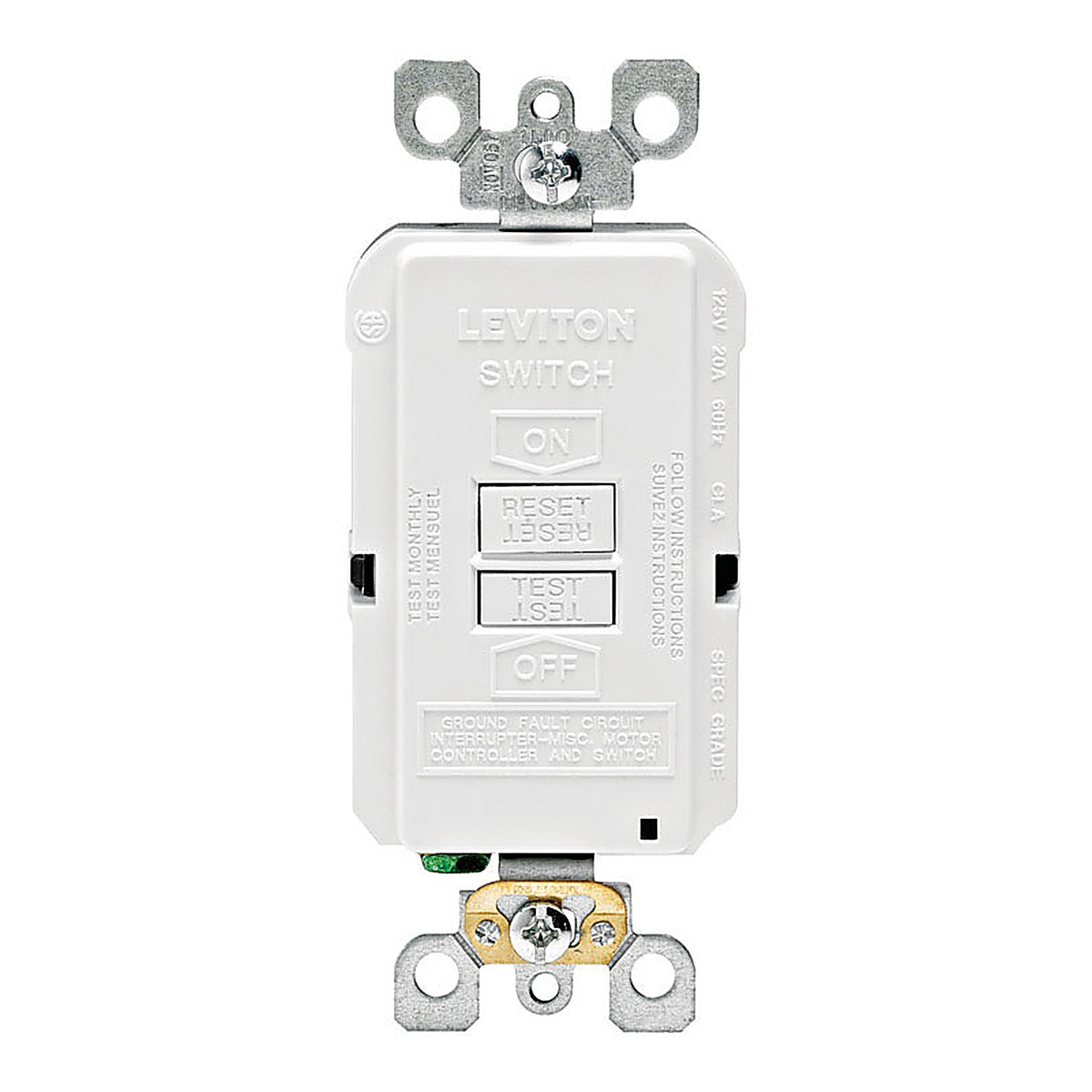 Leviton - GFRBF-0KW - SmartlockPro 20 amps 125 volt Duplex White GFCI Outlet 5-20R - 1/Pack