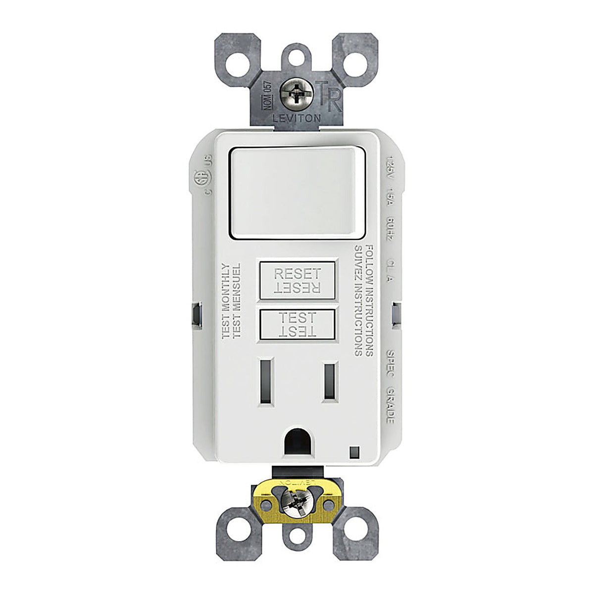 Leviton - C22-SFSW1-00W - SmartlockPro 15 amps 125 volt White GFCI Outlet 5-15R - 1/Pack