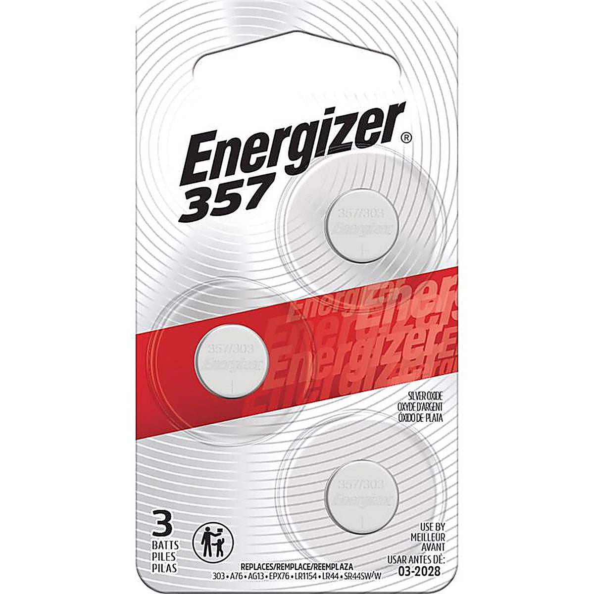 Energizer - 357BPZ-3N - Silver Oxide 303/357 1.5 V Electronic/Watch Battery 3 pk