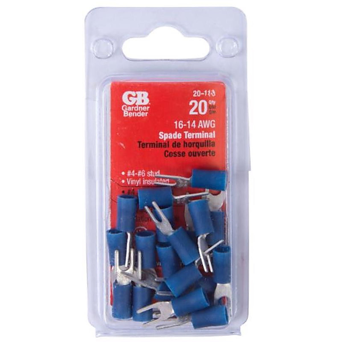 Gardner Bender - 20-113 - 16-14 Ga. Insulated Wire Spade Terminal Blue 20 pk
