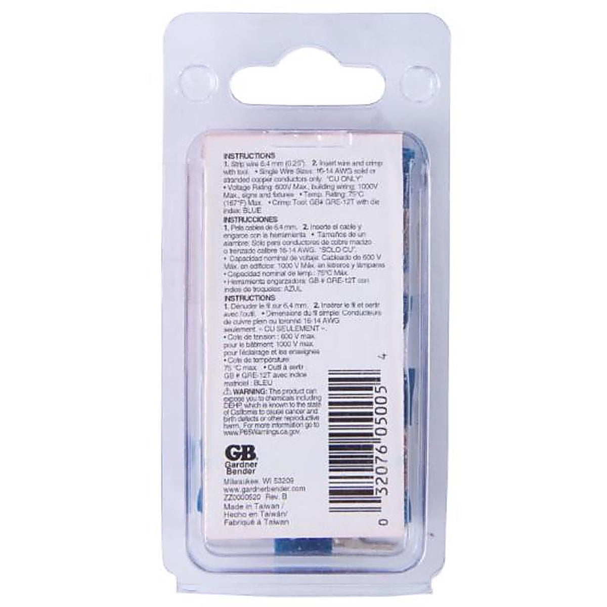 Gardner Bender - 20-113 - 16-14 Ga. Insulated Wire Spade Terminal Blue 20 pk