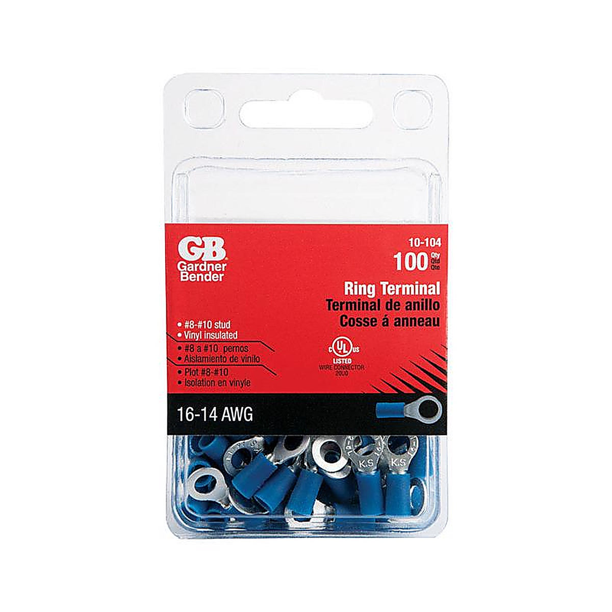 Gardner Bender - 10-104 - 16-14 Ga. Insulated Wire Ring Terminal Blue - 100/Pack