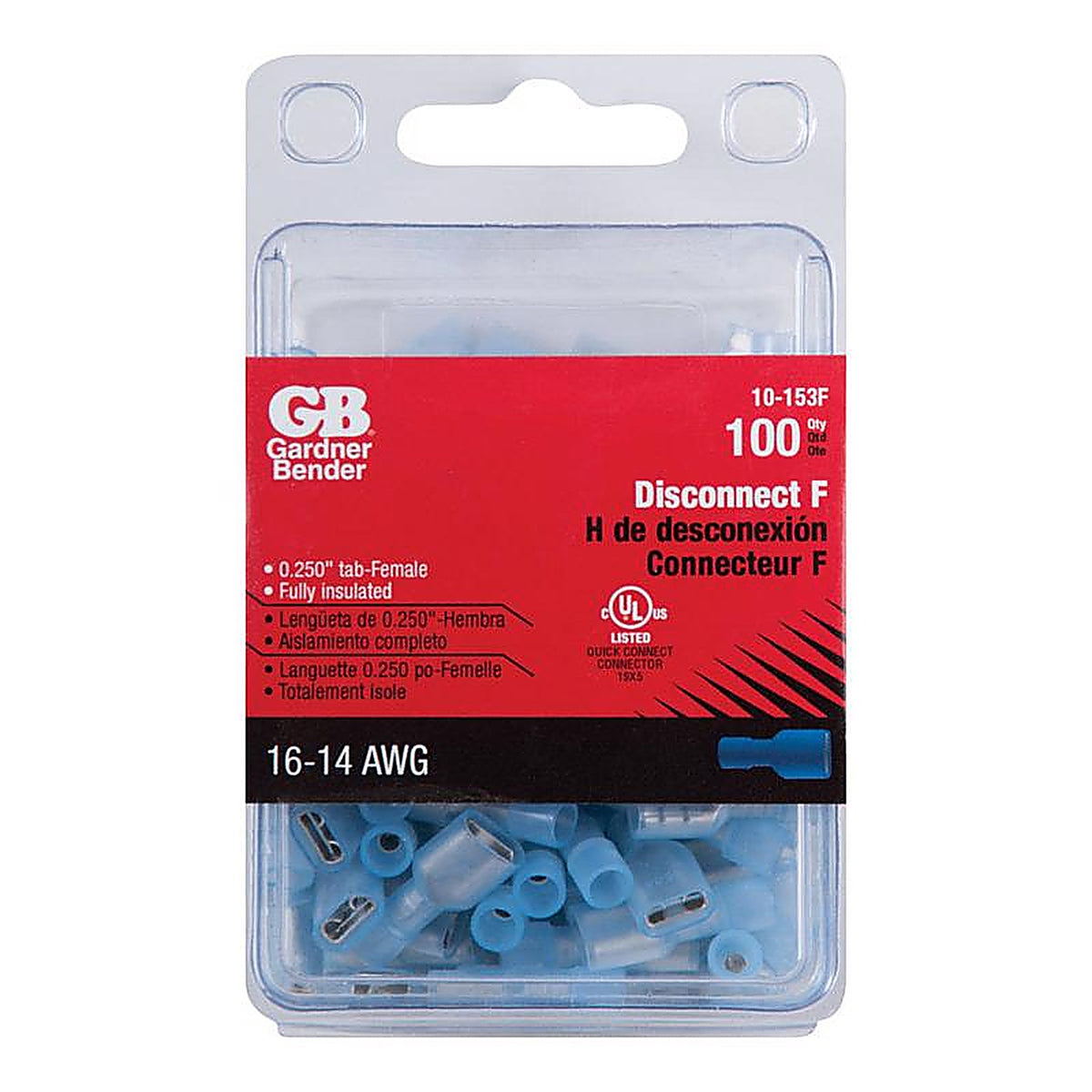 Gardner Bender - 10-153F - 16-14 Ga. Insulated Wire Female Disconnect Blue - 100/Pack