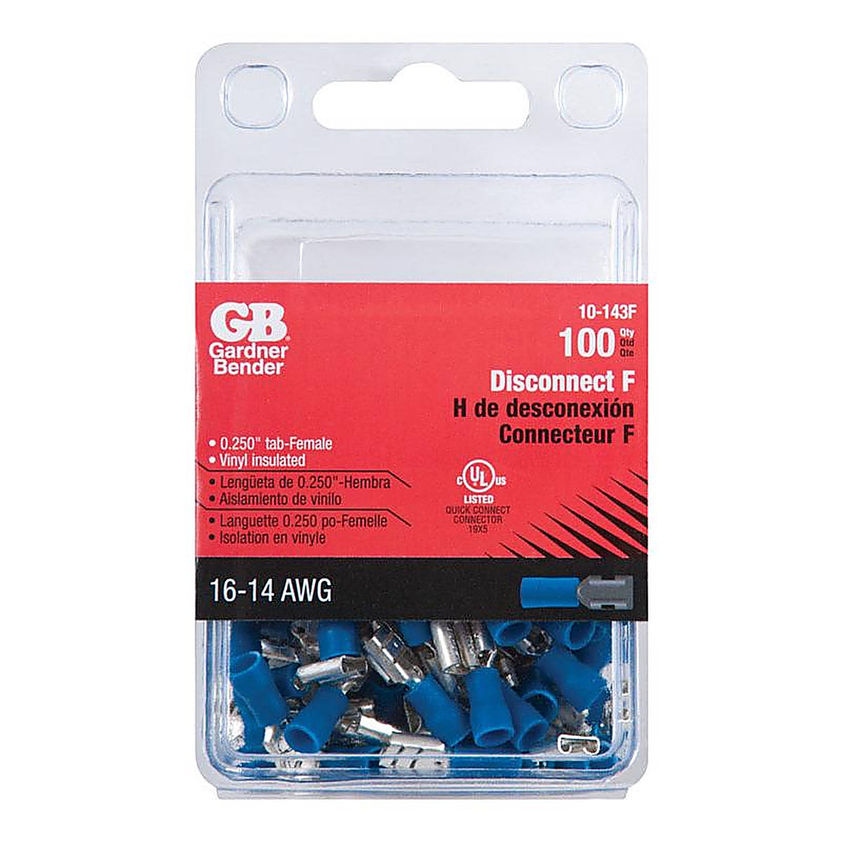 Gardner Bender - 10-143F - 16-14 Ga. Insulated Wire Female Disconnect Blue - 100/Pack